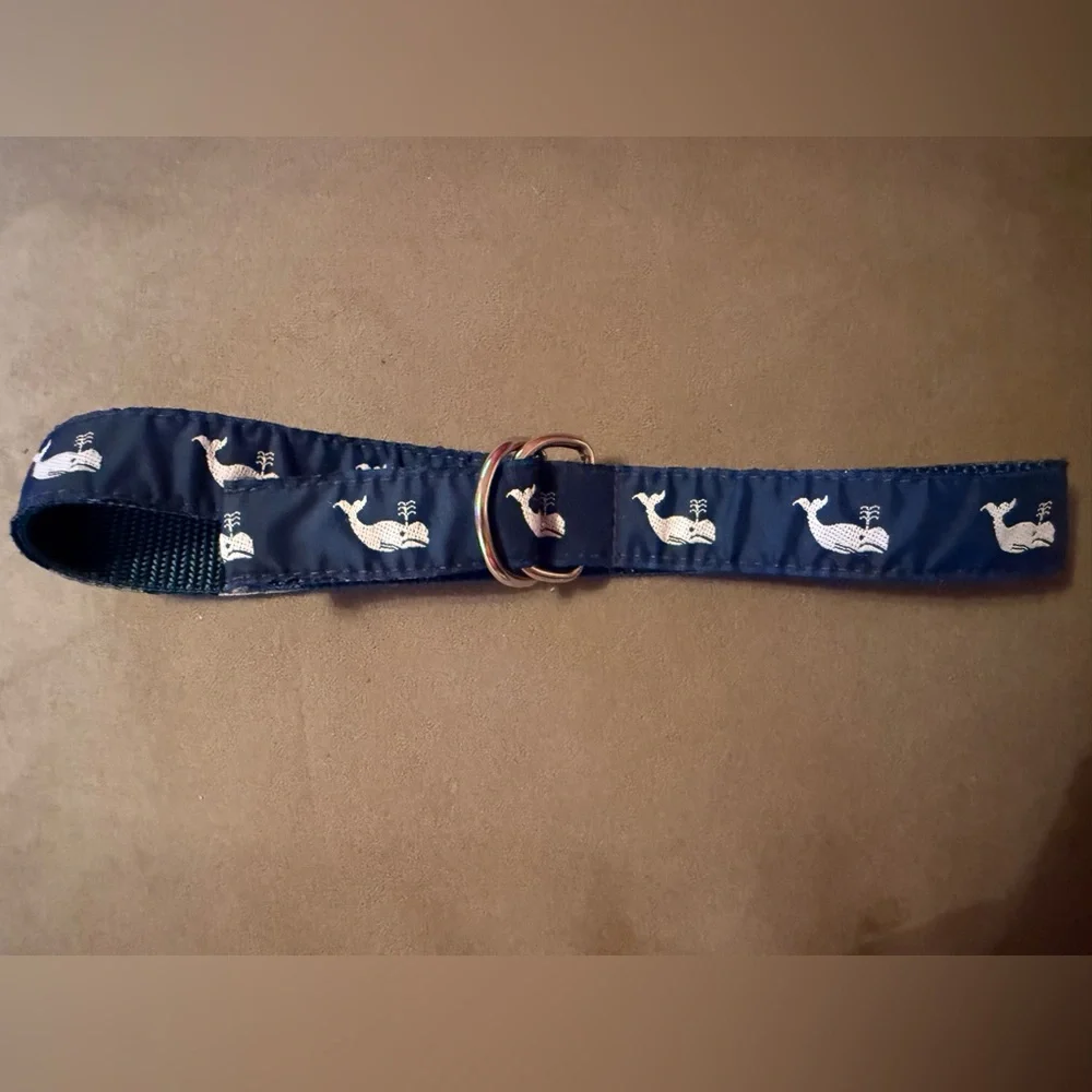 Kids D-ring Ribbon Belt with Whale 🐳 (23in), Navy
